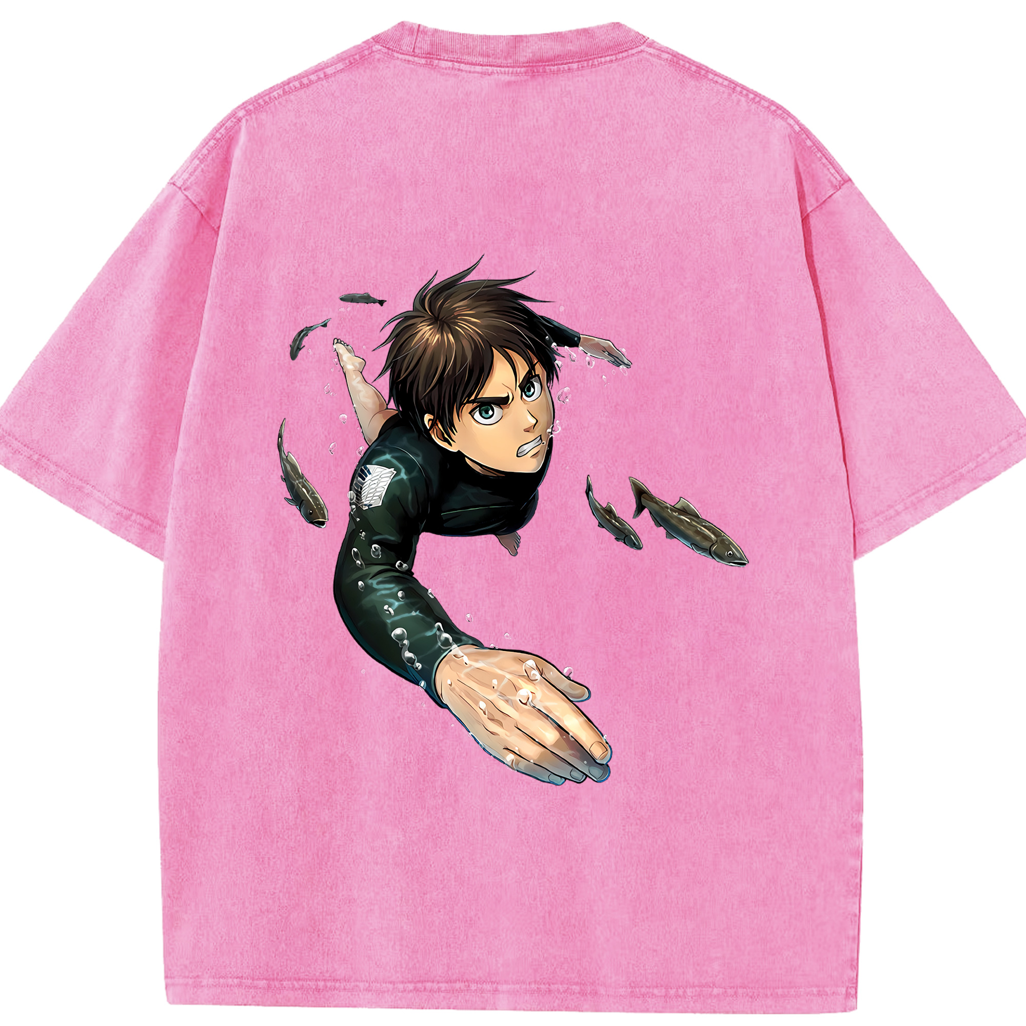 （画像用） 進撃の巨人 エレン･イェーガー Attack on Titan Eren Jäger 綿100% ヴィンテージ風 半袖Tシャツ（背面プリント）